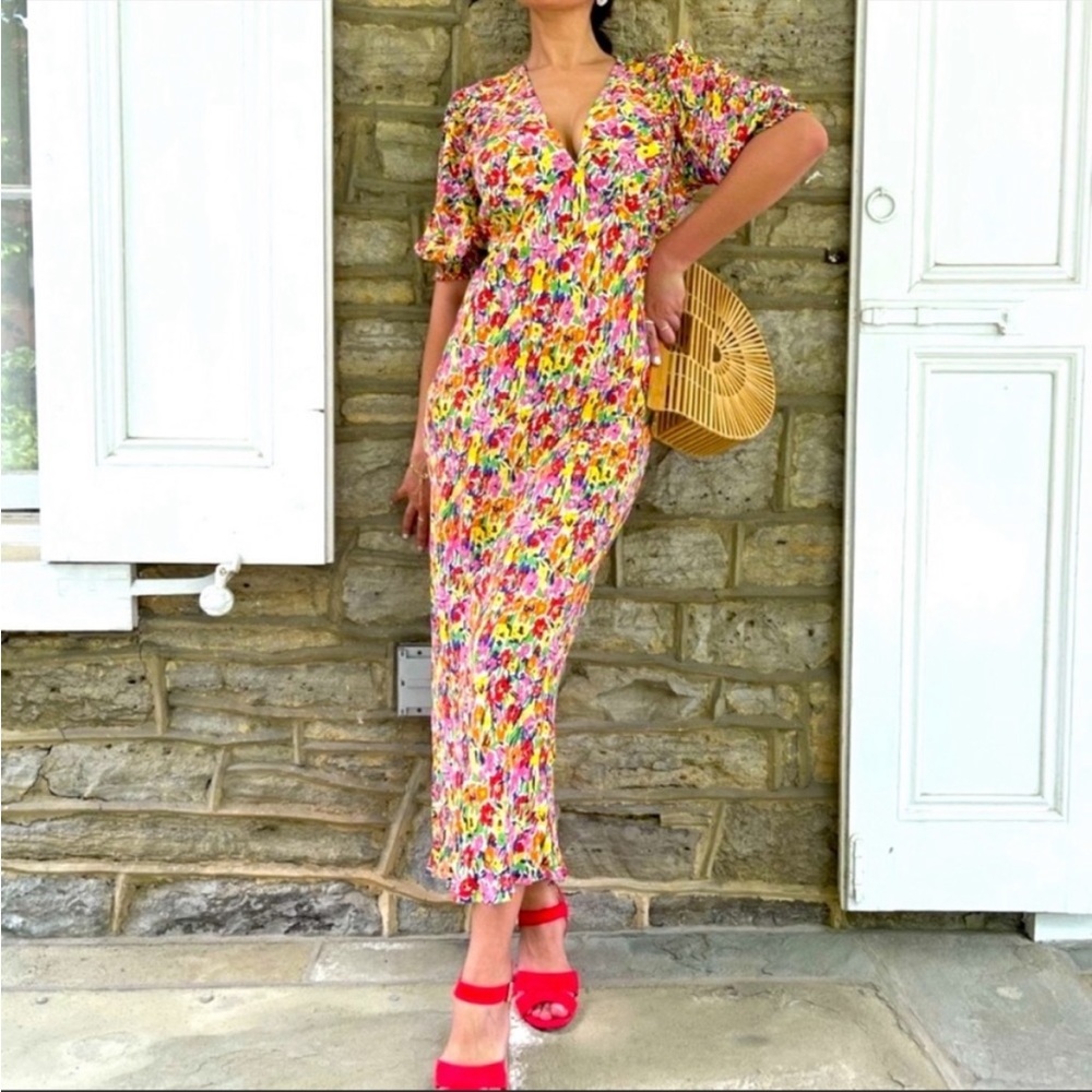 Rixo x Target Colorful Floral Puff Sleeve Midi Dress - Picture 3 of 15